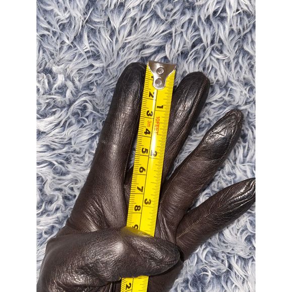 CHRISTIAN DIOR VIntage Chevrosu Dark Brown Butter Soft Leather Gloves Size 7.5 - Picture 8 of 11
